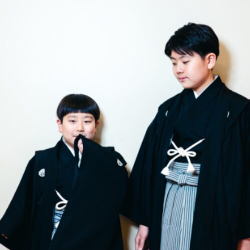 中村勘太郎、中村長三郎 紋付袴姿
